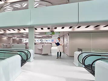 Our extremely durable Sphera homogeneous vinyl is a great flooring choice for heavy traffic areas