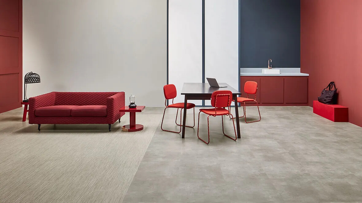 Allura Decibel 8SE11 light grey seagrass | 8SL04 silt slabstone Allura Decibel LVT